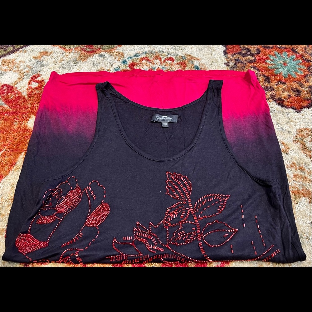 Beaded, viscose, a-line dress made in India